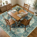 RELEANY Area Rugs Square 7ft Washable Non-Slip, Floral Vintage Distress Print by RELEANY