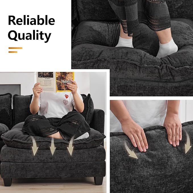 35‘’ Modern Chenille Cloud Sofa Ottoman, Rectangle Ottoman - Image 4