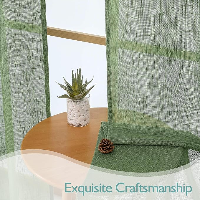 Chyhomenyc Sage Green Semi Sheer Curtains 96 Inches Long 2 Panels - Image 6