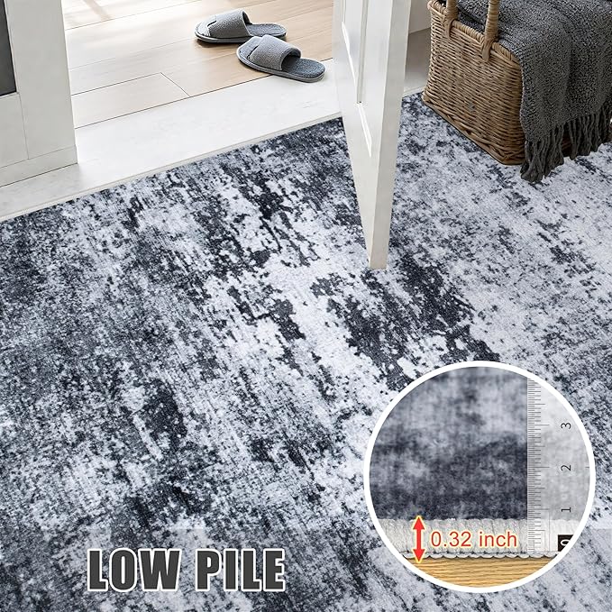 5x5 Area Rug Living Room Rug: Washable Modern Abstract Soft Thin Rug Indoor - Image 7