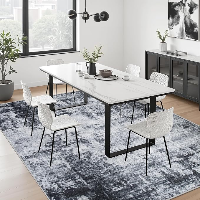 10x12 Area Rug Living Room Rug: Washable Modern Abstract Soft Thin Rug Indoor - Image 4