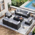 Aoxun 10 Piece Patio Furniture Set Wicker Rattan Patio Sectional Sofa Set by Aoxun