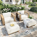 MIXPATIO 4 Pcs Outdoor Patio Furniture Set, 2 Rattan Single Sofa, 2 Ottomans by MIXPATIO