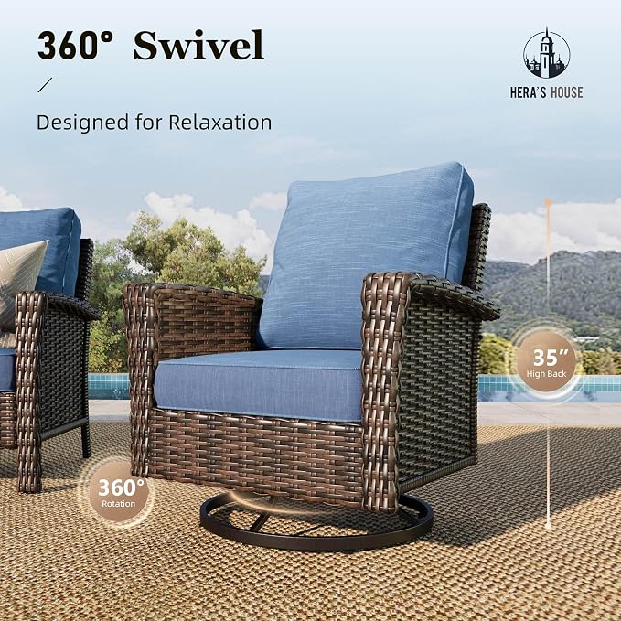 HERA'S HOUSE Patio Furniture Set, 6 Pieces Outdoor Wicker Conversation Sets - Image 2