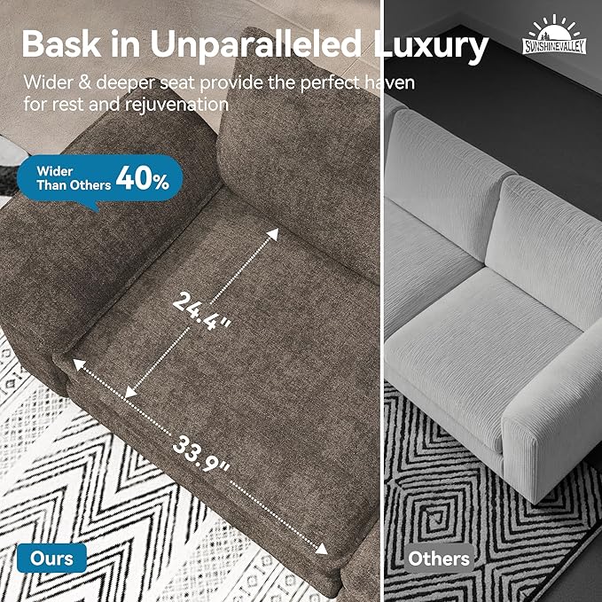 SUNSHINE VALLEY Sofa and Loveseat Set, Oversized Chenille Modular Love seat and - Image 2