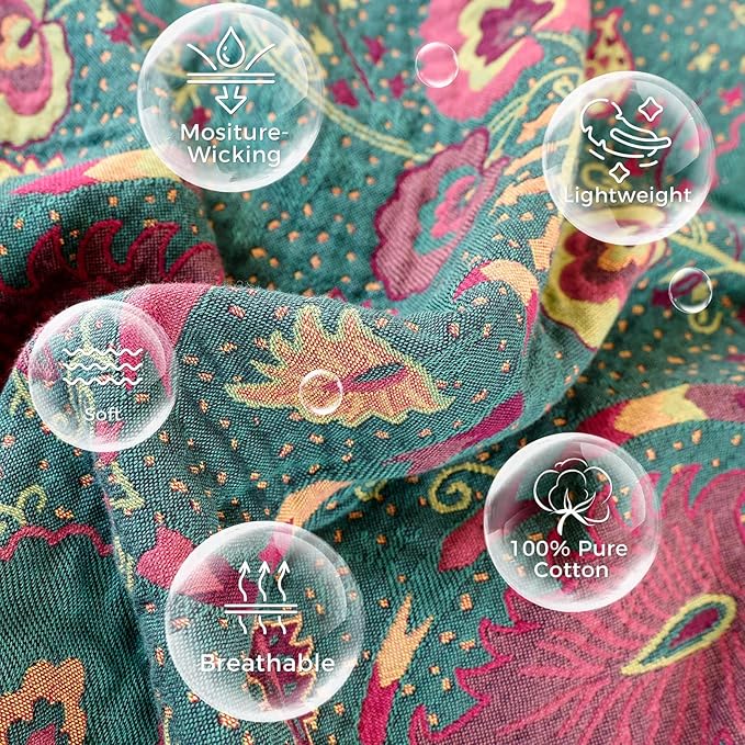 LUTBM Boho Throw Blanket for Bed 100% Cotton Soft Lightweight Quilt Home Decor - Image 7