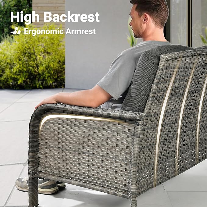 ovios 4-Piece Patio Furniture Set, Outdoor Wicker Sofa - Image 2