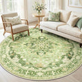 RELEANY Area Rugs Round 6ft Washable Non-Slip, Floral Vintage Distress Print by RELEANY