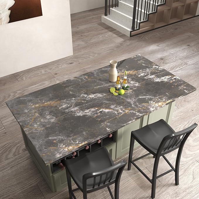 BAYYA 48"x354" Extra Wide Marble Contact Paper Dark Grey Marble Wallpaper Peel - Image 7