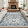 RELEANY Area Rugs Square 8ft Washable Non-Slip, Floral Vintage Distress Print by RELEANY