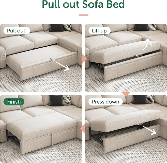 HONBAY Sleeper Sectional Couch - Image 6