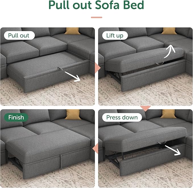 HONBAY Sleeper Sectional Couch - Image 6