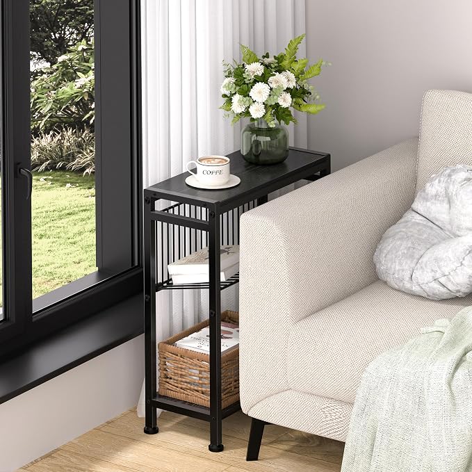 End Table for Small Space, 3-Tier Narrow Side Table - Image 8