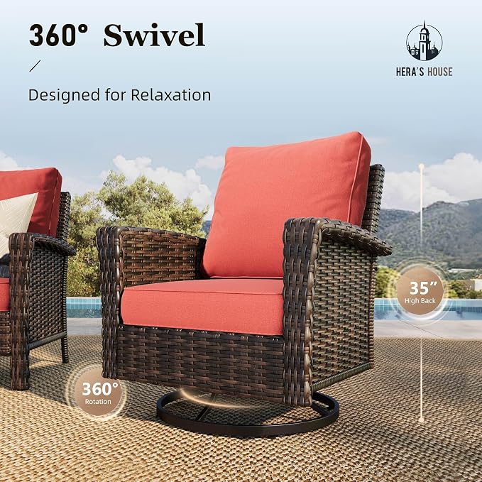 HERA'S HOUSE Red Patio Furniture Set, 6-Piece Outdoor Seating Conversation Sets - Image 4