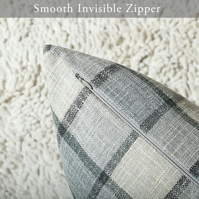 Stellhome Pack of 2 Lumbar Linen Buffalo Check Throw Pillow Covers Farmhouse - Image 3
