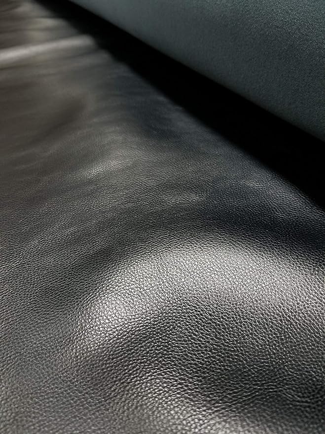 NAT Leathers Black Pebblegrain Soft Faux Leather Fabric PU Sold by The Yard - Image 3