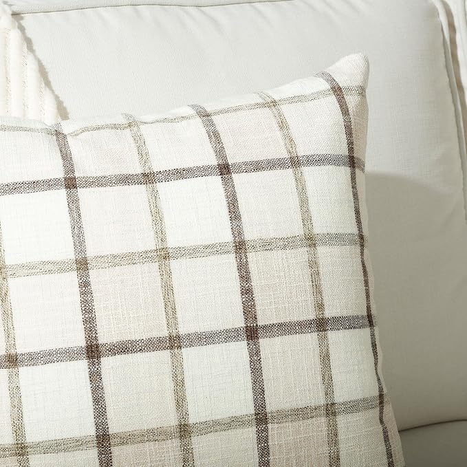 Stellhome Pack of 2 Linen Buffalo Check Decorative Fall Throw Pillow Covers - Image 4