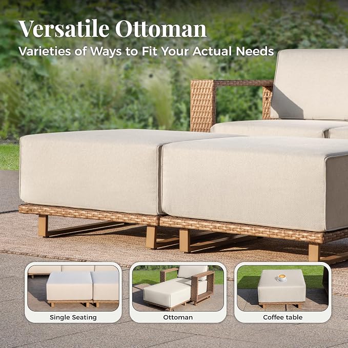 MIXPATIO Patio Sectional Furniture Set, 6 Piece Outdoor Wicker Sofa Couch Set - Image 5