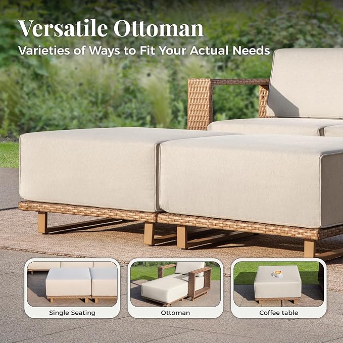 MIXPATIO Patio Sectional Furniture Set, 6 Piece Outdoor Wicker Sofa Patio Couch - Image 5