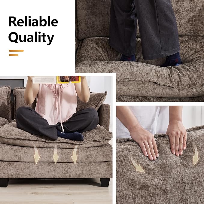 111'' Sectional Cloud Deep Seat Couch, Modern Comfy Chenille Modular Sectional - Image 5