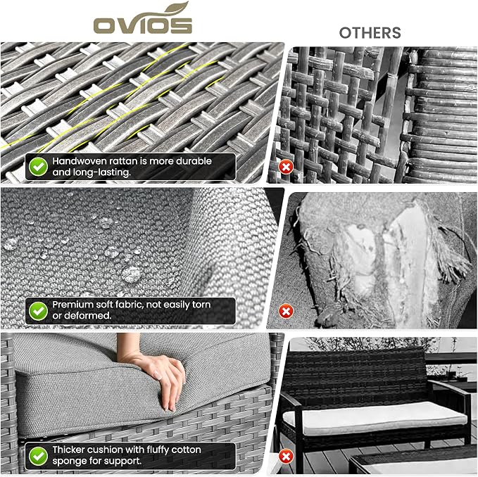 ovios 2-Piece Patio Furniture Set, Outdoor Wicker Sofa - Image 8