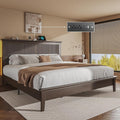 Lifezone King Bed Frame with Headboard, Solid Wood Bed Frame King Size with by Lifezone
