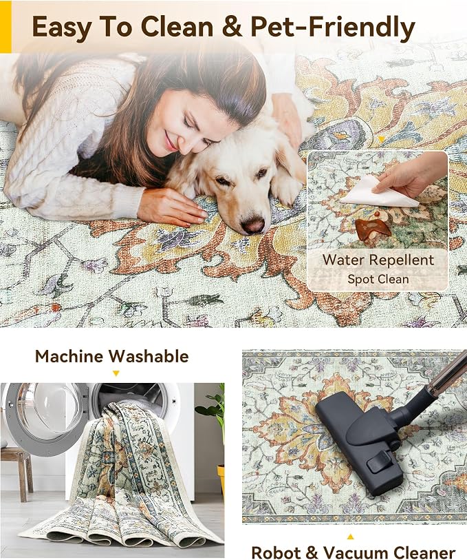 RELEANY Area Rugs 3'x10' Runner Rug Non Slip Washable - Image 3