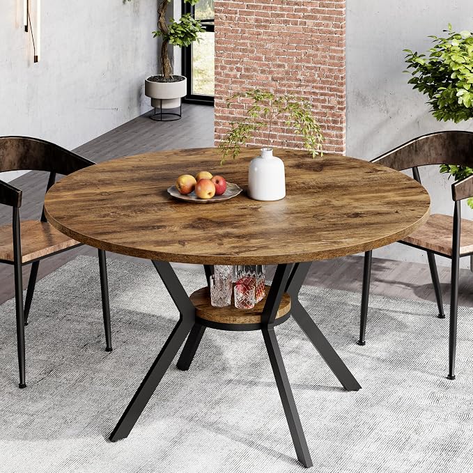 MECHYIN Round Dining Table for 2-4, 42 Inch Wood Kitchen & Dining Room Tables by MECHYIN