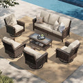 HERA'S HOUSE 7 Seats Patio Furniture Set, Outdoor Wicker Conversation Set by HERASHOUSE